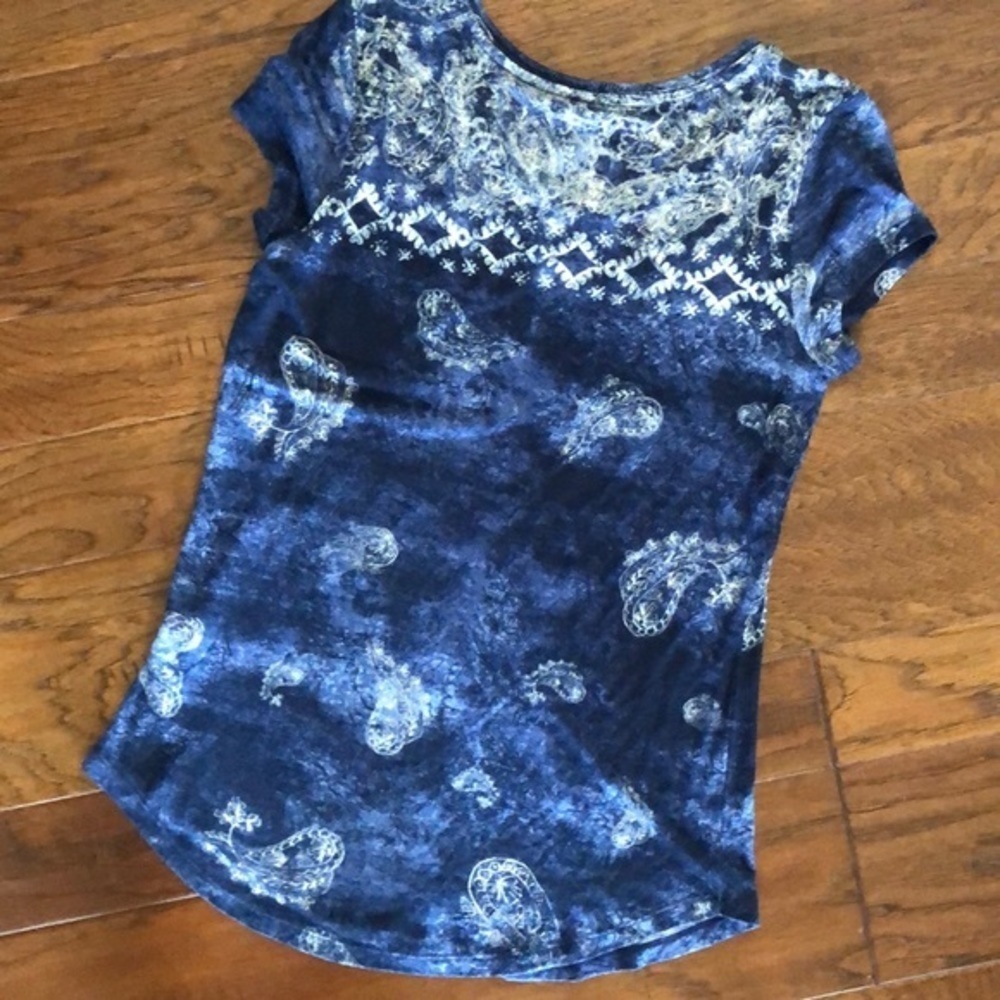Simply Vera Wang Blue/white tie-dye long tee-shirt - Picture 4 of 5